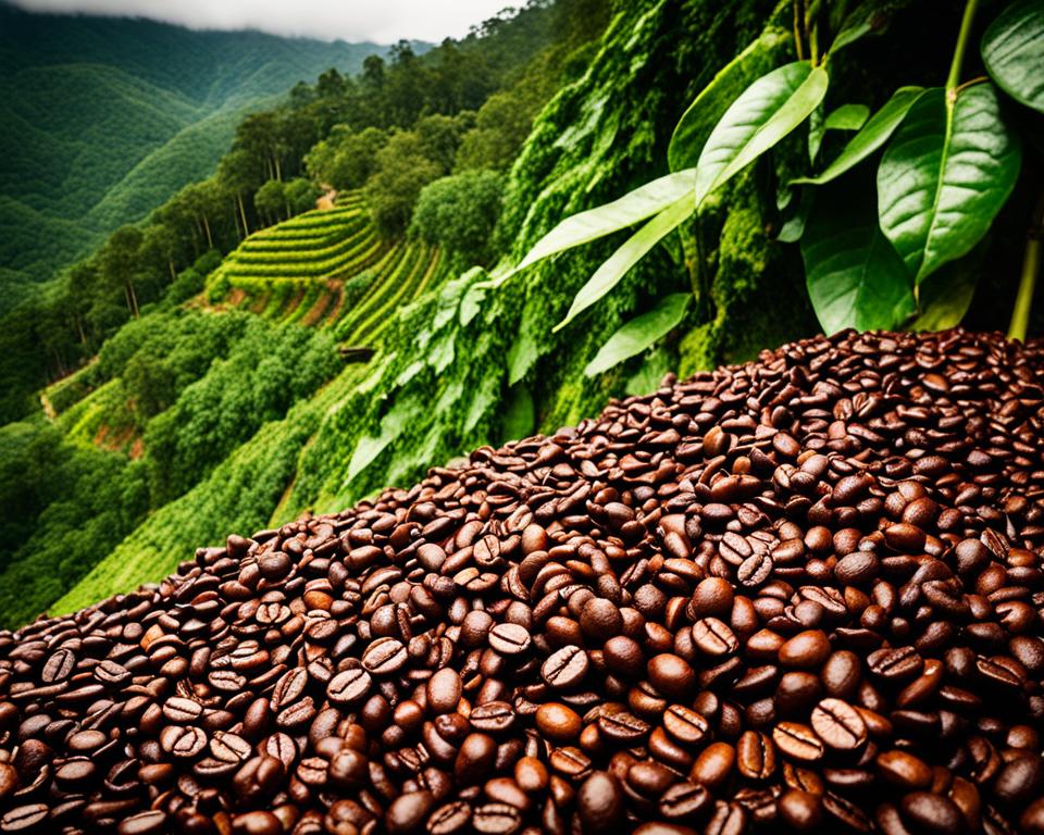 Grãos de café colombianos